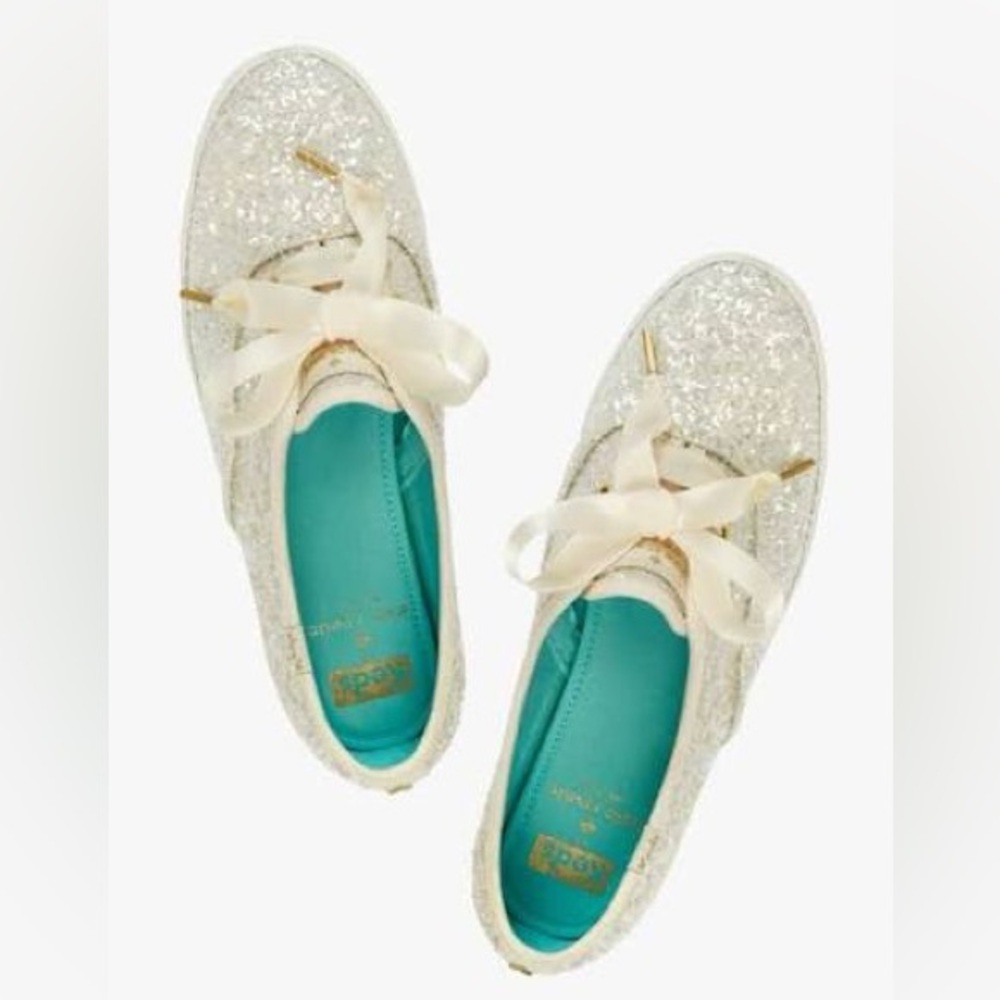 Kate Spade Glitter Keds in “Cream”